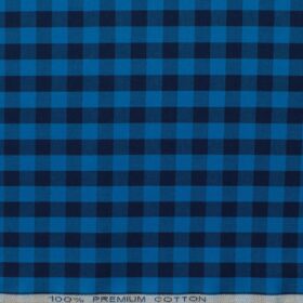 Raymond Men's Premium Cotton Checks 2.25 Meter Unstitched Shirting Fabric (Dark Royal Blue)