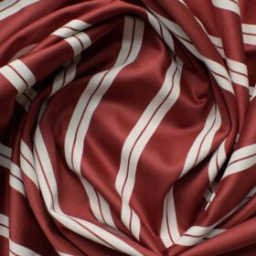 Raymond Men's Premium Cotton Striped 2.25 Meter Unstitched Shirting Fabric (Maroon & White)
