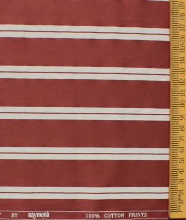 Raymond Men's Premium Cotton Striped 2.25 Meter Unstitched Shirting Fabric (Maroon & White)