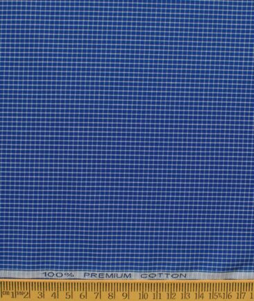 Raymond Men's Premium Cotton Checks 2.25 Meter Unstitched Shirting Fabric (Royal Blue)