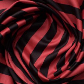 Raymond Men's Premium Cotton Striped 2.25 Meter Unstitched Shirting Fabric (Red & Black)