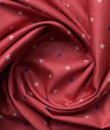 Raymond Men's Giza Cotton Printed 2.25 Meter Unstitched Shirting Fabric (Red)