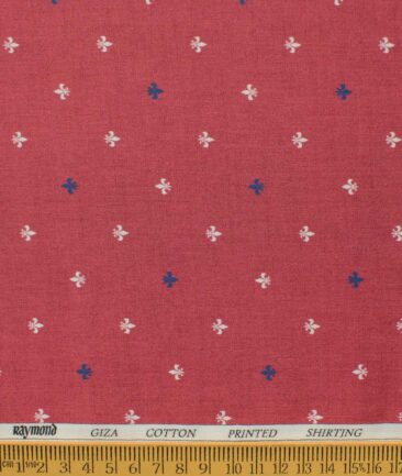 Raymond Men's Giza Cotton Printed 2.25 Meter Unstitched Shirting Fabric (Red)