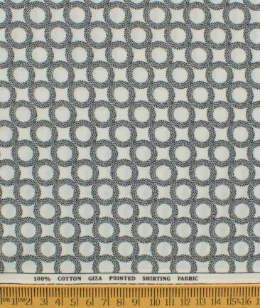 Raymond Men's Giza Cotton Printed 2.25 Meter Unstitched Shirting Fabric (White & Black)