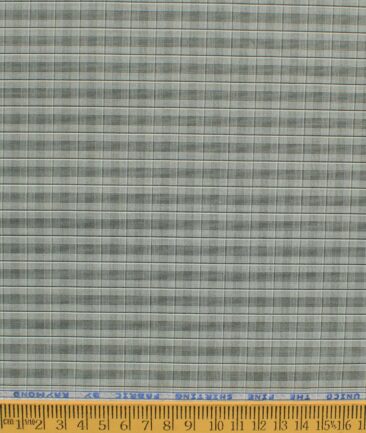 Raymond Men's Cotton Blend Wrinkle Free Checks 2.25 Meter Unstitched Shirting Fabric (Grey)