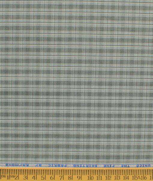 Raymond Men's Cotton Blend Wrinkle Free Checks 2.25 Meter Unstitched Shirting Fabric (Grey)