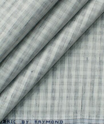 Raymond Men's Cotton Blend Wrinkle Free Checks 2.25 Meter Unstitched Shirting Fabric (Grey & White)