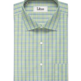 Raymond Men's Cotton Blend Wrinkle Free Checks 2.25 Meter Unstitched Shirting Fabric (Olive Green)
