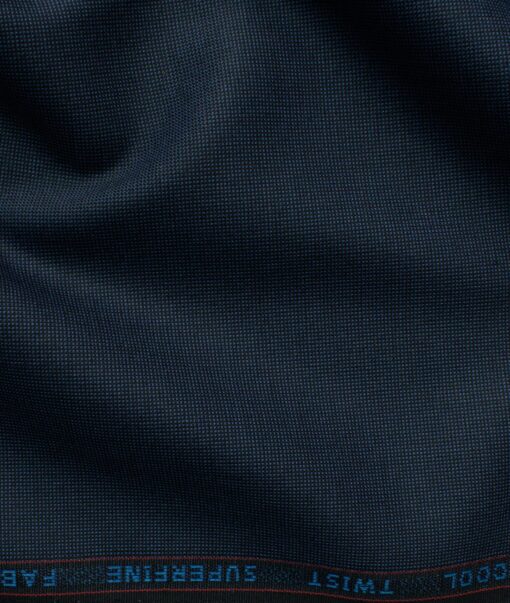 Rosseti Romano Men's Terry Rayon Structured 3.75 Meter Unstitched Suiting Fabric (Dark Blue)