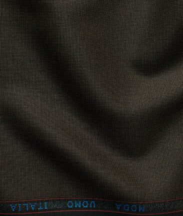 Rosseti Romano Men's Terry Rayon Structured 3.75 Meter Unstitched Suiting Fabric (Dark Brown)