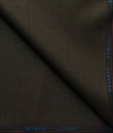 Rosseti Romano Men's Terry Rayon Structured 3.75 Meter Unstitched Suiting Fabric (Dark Brown)
