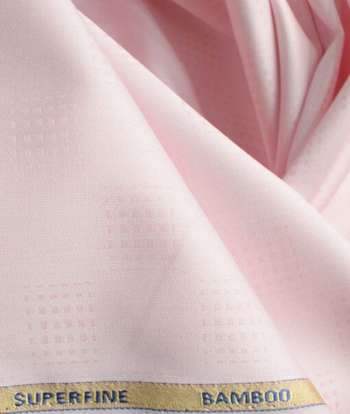 Siyaram's Men's Bamboo Self Design 2.25 Meter Unstitched Shirting Fabric (Pink)