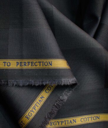 Soktas Men's Egyptian Cotton Self Design 2.25 Meter Unstitched Shirting Fabric (Dark Grey)