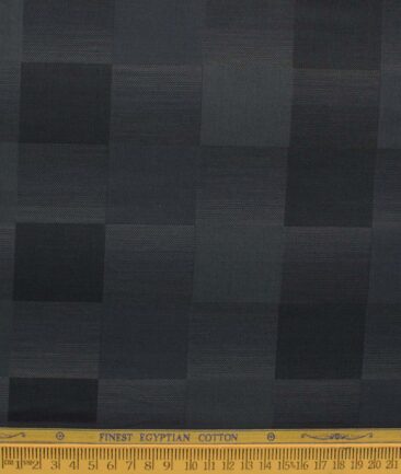 Soktas Men's Egyptian Cotton Self Design 2.25 Meter Unstitched Shirting Fabric (Dark Grey)