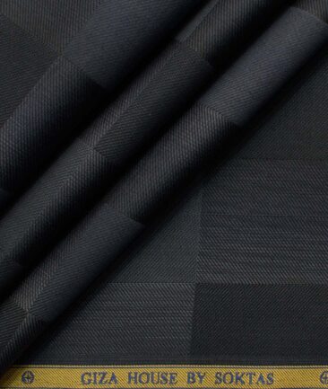 Soktas Men's Egyptian Cotton Self Design 2.25 Meter Unstitched Shirting Fabric (Dark Grey)