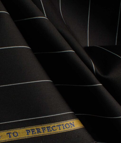 Soktas Men's Egyptian Cotton Striped 2.25 Meter Unstitched Shirting Fabric (Black)