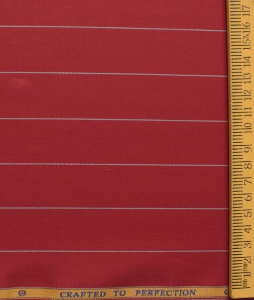 Soktas Men's Egyptian Cotton Striped 2.25 Meter Unstitched Shirting Fabric (Red)