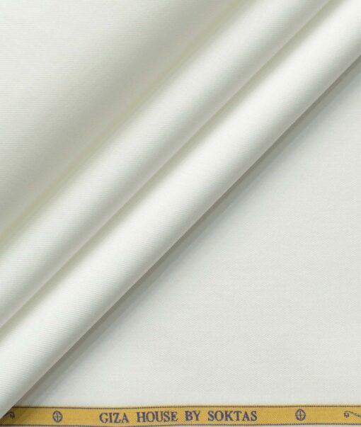 Soktas Men's 200/2 Egyptian Cotton Solids 2.25 Meter Unstitched Shirting Fabric (White)