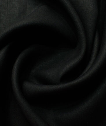 Linen Club Men's 100% Linen 25 LEA Solids  Unstitched Suiting Fabric (Jet Black) - Image 5