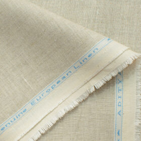 Linen Club Men's 100% Linen 25 LEA Solids 3.75 Meter Unstitched Suiting Fabric (Sand Stone Beige)