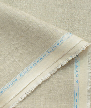 Linen Club Men's 100% Linen 25 LEA Solids 3.75 Meter Unstitched Suiting Fabric (Sand Stone Beige)