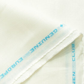 Linen Club Men's 100% Linen 25 LEA Solids 3.75 Meter Unstitched Suiting Fabric (Milky White)