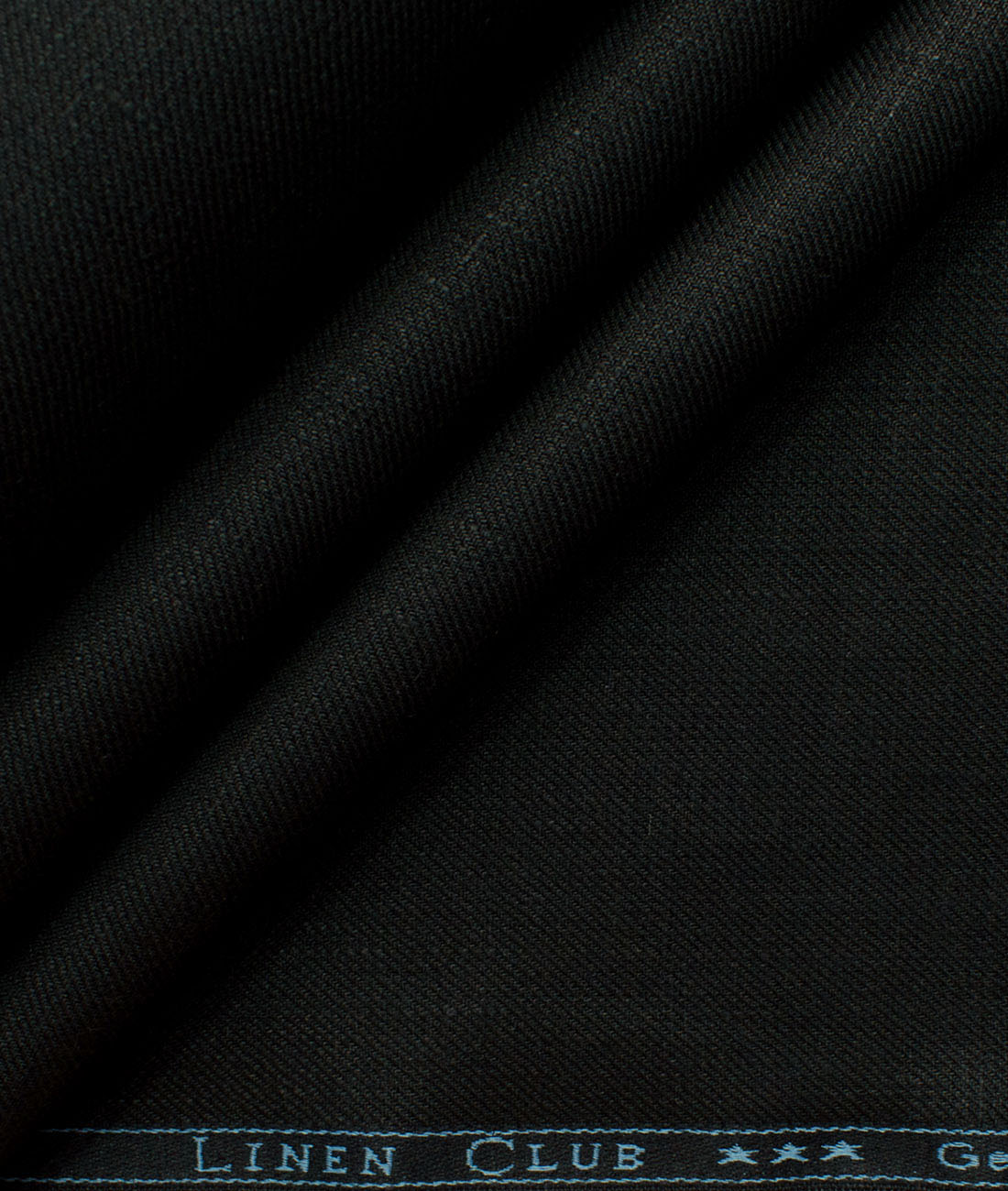 Linen Club Men's 100% Linen 30 LEA Solids 3.75 Meter Unstitched Suiting Fabric (Jet Black)
