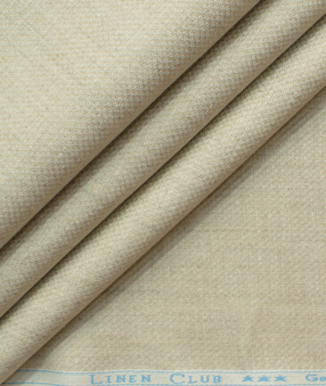 Linen Club Men's 100% Linen 30 LEA Structured 3.75 Meter Unstitched Suiting Fabric (Natural Beige)