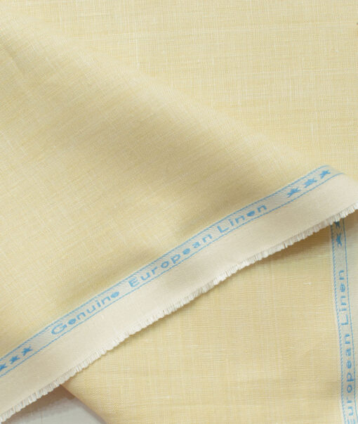 Linen Club Men's 100% Linen 30 LEA Solids 3.75 Meter Unstitched Suiting Fabric (Eggnog Beige)
