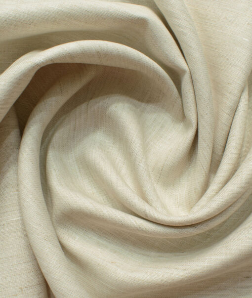 Linen Club Men's 100% Linen 30 LEA Self Design 3.75 Meter Unstitched Suiting Fabric (Ivory Beige)