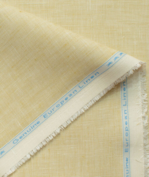 Linen Club Men's 100% Linen 30 LEA Self Design 3.75 Meter Unstitched Suiting Fabric (Latte Beige)