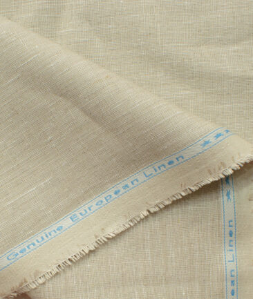 Linen Club Men's 100% Linen 30 LEA Self Design 3.75 Meter Unstitched Suiting Fabric (Oat Beige)