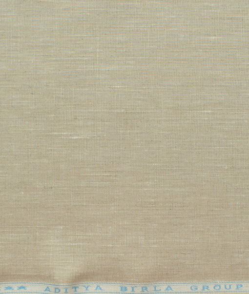 Linen Club Men's 100% Linen 30 LEA Self Design 3.75 Meter Unstitched Suiting Fabric (Oat Beige)