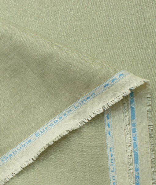 Linen Club Men's 100% Linen 30 LEA Solids 3.75 Meter Unstitched Suiting Fabric (Pistachious Green)