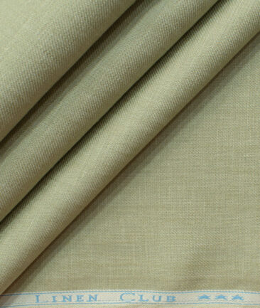 Linen Club Men's 100% Linen 30 LEA Solids 3.75 Meter Unstitched Suiting Fabric (Pistachious Green)