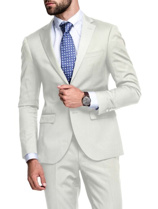 Burgoyne Men's 100% Linen 30 LEA Solids 3.75 Meter Unstitched Suiting Fabric (Off White)