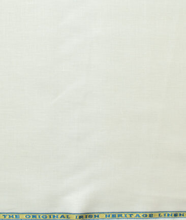 Burgoyne Men's 100% Linen 30 LEA Solids 3.75 Meter Unstitched Suiting Fabric (Milky White)