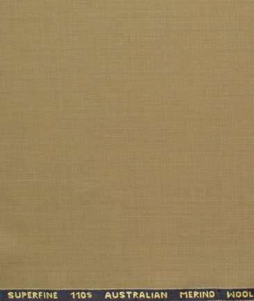 Cadini Men's 35% Wool Super 110's Structured 3.75 Meter Unstitched Suiting Fabric (Khakhi Brown)