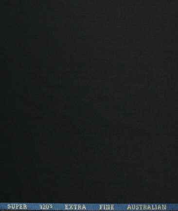 Cadini Men's 30% Wool Super 120's Solids 3.75 Meter Unstitched Suiting Fabric (Jet Black)
