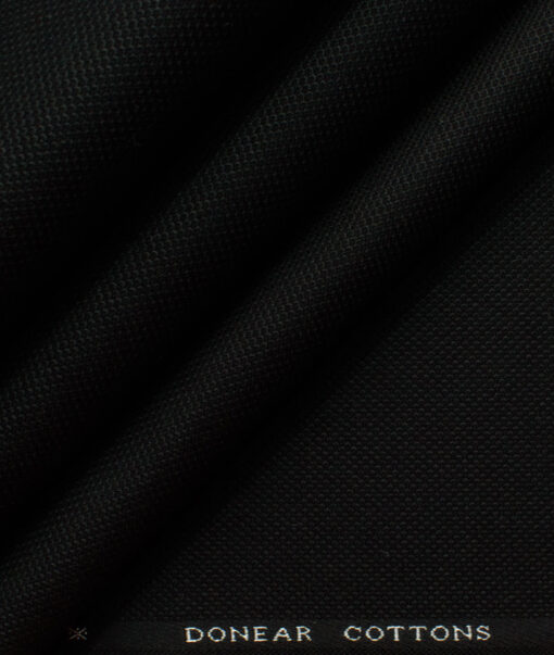 Donear Men's 98% Cotton  Structured 3.75 Meter Unstitched Stretchable Suiting Fabric (Jet Black)