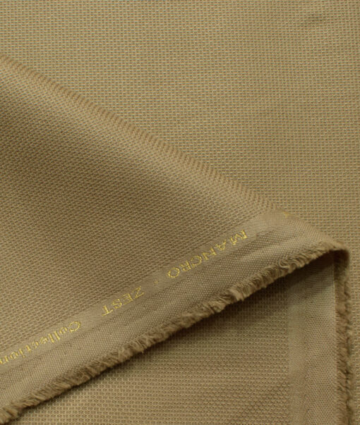 Donear Men's 98% Cotton  Structured 3.75 Meter Unstitched Stretchable Suiting Fabric (Khakhi Brown)