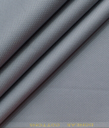 Donear Men's 98% Cotton  Structured 3.75 Meter Unstitched Stretchable Suiting Fabric (Light Grey)