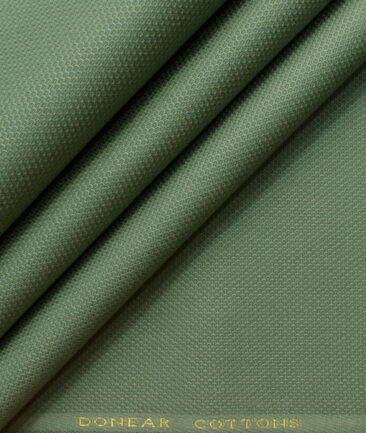 Donear Men's 98% Cotton  Structured 3.75 Meter Unstitched Stretchable Suiting Fabric (Light Olive Green)