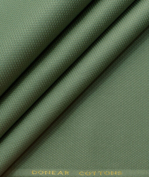 Donear Men's 98% Cotton  Structured 3.75 Meter Unstitched Stretchable Suiting Fabric (Light Olive Green)