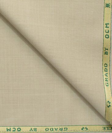 OCM Men's 35% Wool  Self Design 3.75 Meter Unstitched Suiting Fabric (Oat Beige)