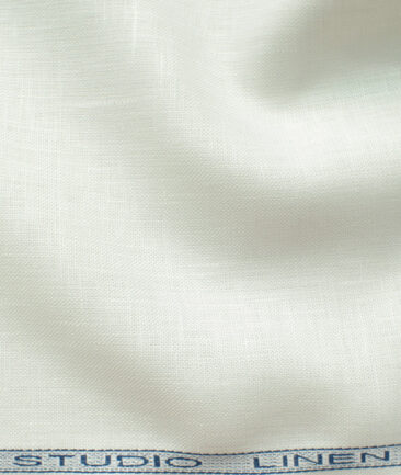 Raymond Men's 100% Linen 40 LEA Solids 3.75 Meter Unstitched Suiting Fabric (White)