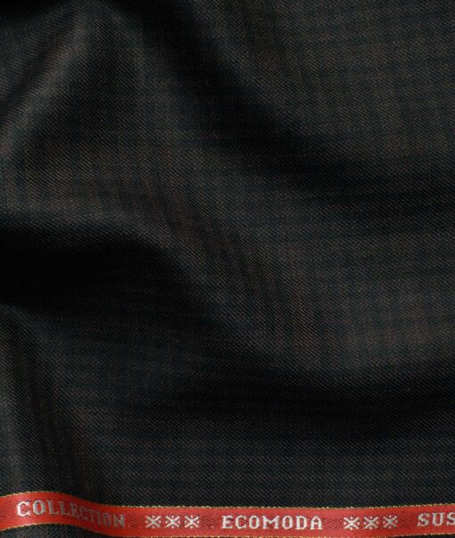 Raymond Men's 10% Wool  Checks 3.75 Meter Unstitched Suiting Fabric (Brown & Black)
