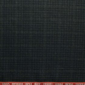 Raymond Men's 10% Wool  Checks 3.75 Meter Unstitched Suiting Fabric (Blackish Grey)