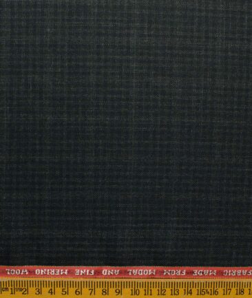 Raymond Men's 10% Wool  Checks 3.75 Meter Unstitched Suiting Fabric (Blackish Grey)