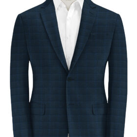 Raymond Men's 10% Wool  Checks 3.75 Meter Unstitched Suiting Fabric (Dark Royal Blue)